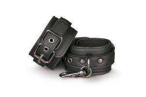 Black Faux Leather Handcuffs