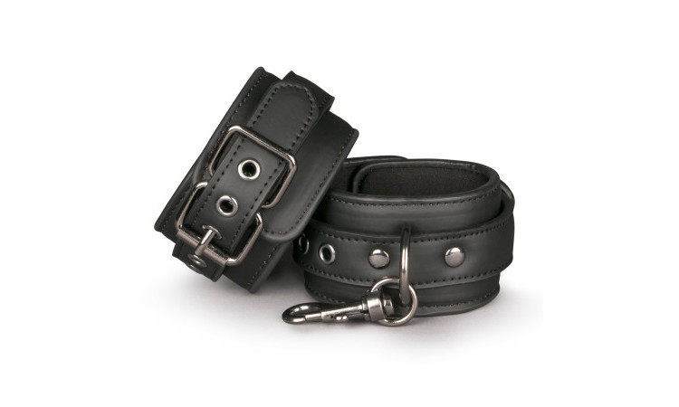 Black Faux Leather Handcuffs - Image 1