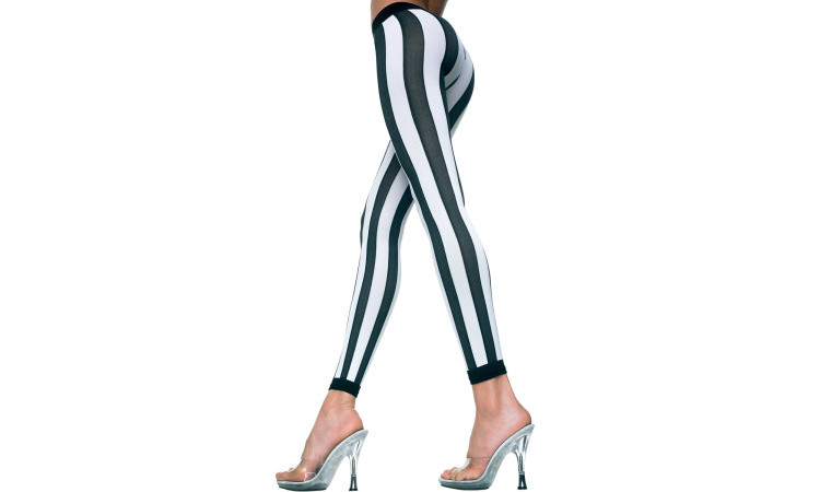 Vertical Striped Leggings - Black/White - Image 1