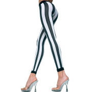 Vertical Striped Leggings - Black/White - Image 1