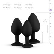 Silicone Buttplug Set with Diamond - Black - Image 11