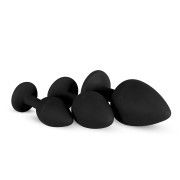 Silicone Buttplug Set with Diamond - Black - Image 2