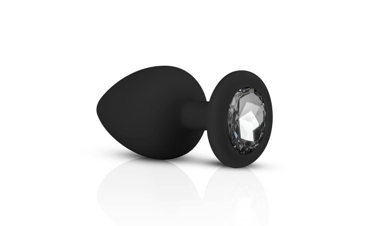 Silicone Buttplug Set with Diamond - Black - Image 3