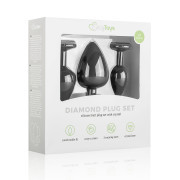 Silicone Buttplug Set with Diamond - Black - Image 5