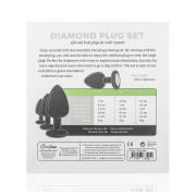 Silicone Buttplug Set with Diamond - Black - Image 8
