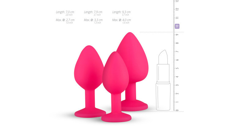 Silicone Butt Plug with Diamond - Pink - Image 11