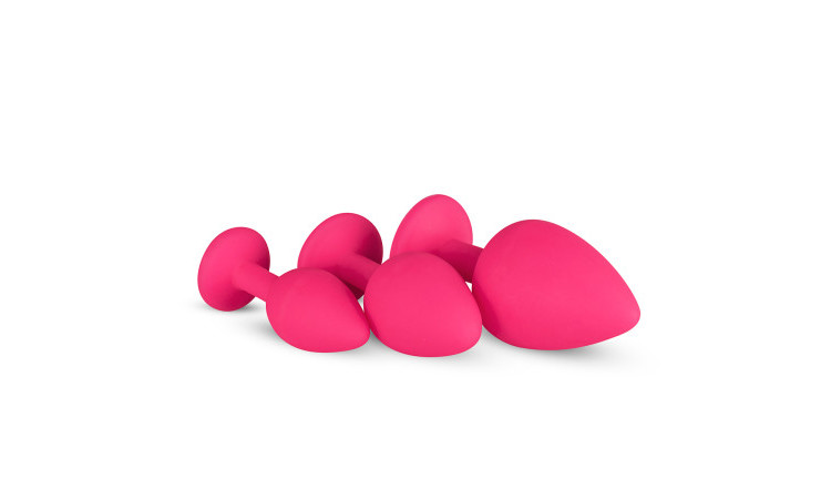 Silicone Butt Plug with Diamond - Pink - Image 2