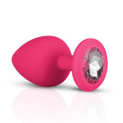 Silicone Butt Plug with Diamond - Pink - Image 3