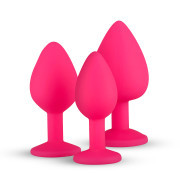 Silicone Butt Plug with Diamond - Pink - Image 4