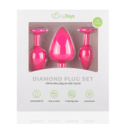 Silicone Butt Plug with Diamond - Pink - Image 5