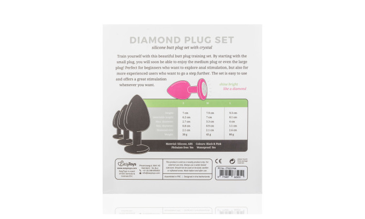Silicone Butt Plug with Diamond - Pink - Image 8
