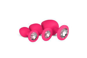 Silicone Butt Plug with Diamond - Pink
