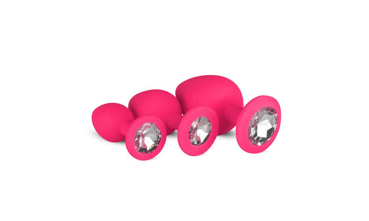 Silicone Butt Plug with Diamond - Pink - Image 1