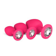 Silicone Butt Plug with Diamond - Pink - Image 1