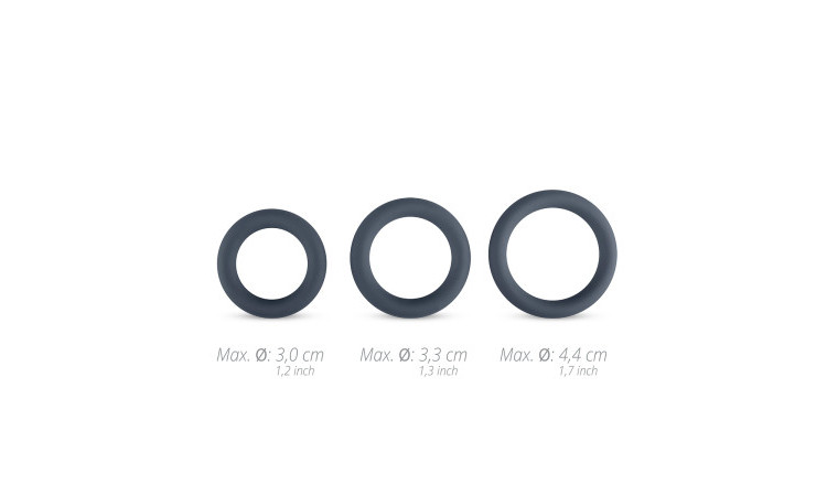 Boners 3-Piece Cock Ring Set - Grey - Image 5