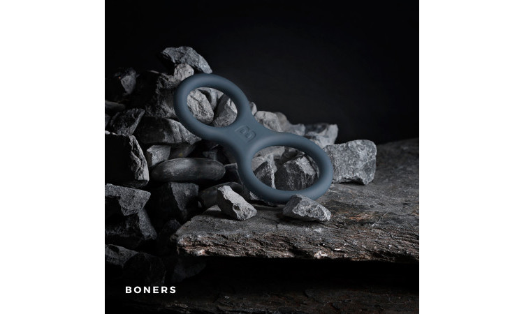 Boners Silicone Cock Ring And Ball Stretcher - Grey - Image 2
