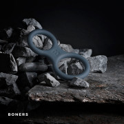 Boners Silicone Cock Ring And Ball Stretcher - Grey - Image 2