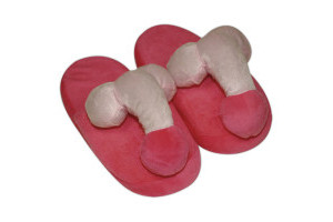 Pink-coloured penis slippers