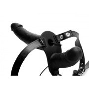 Power Pegger Double Strap-On Vibrator - Black - Image 1