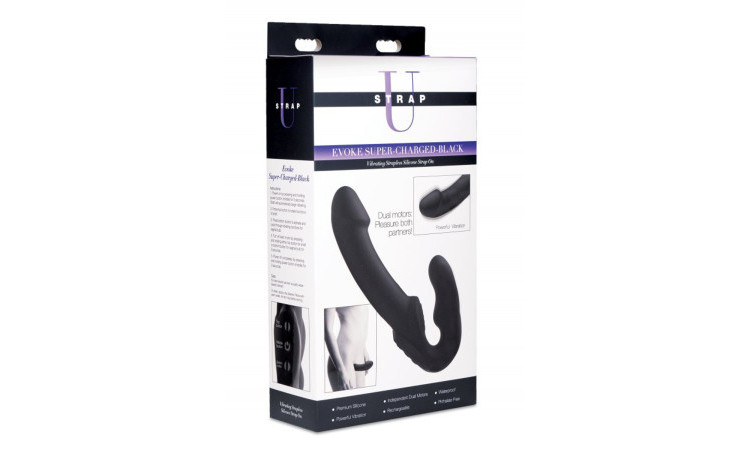 Evoke Vibrating Strapless Strap-On - Black - Image 6