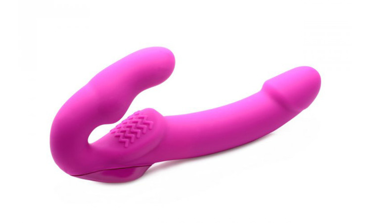 Evoke Vibrating Strapless Strap-On - Pink - Image 2