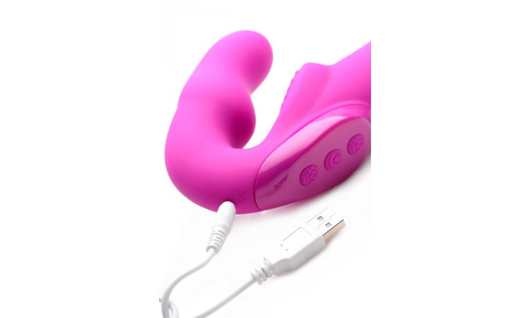 Evoke Vibrating Strapless Strap-On - Pink - Image 4