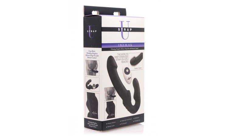 Urge Strapless Strap-On Vibrator - Black - Image 5