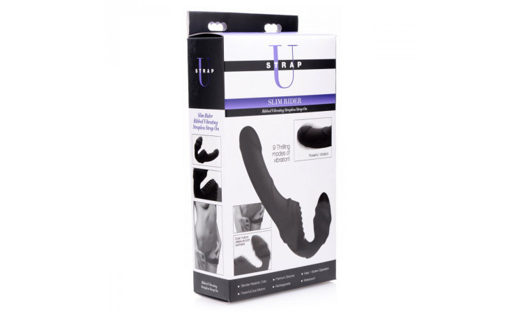 Slim Rider Strapless Strap-on Vibrator - Black - Image 6
