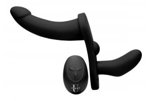 Double Take - Vibrating Double Strap-On - Black