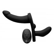 Double Take - Vibrating Double Strap-On - Black - Image 1