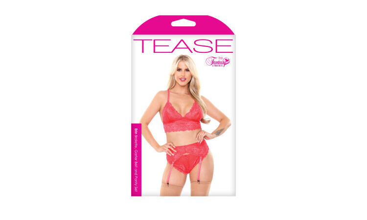 3-Piece Lace Garter Set - Hot Pink - Image 3