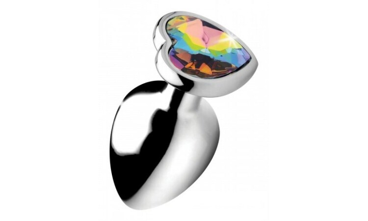 Rainbow Heart Butt Plug - Large - Image 1