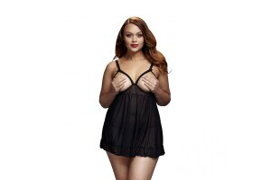 Baci - Sheer Babydoll With Open Cups - Curvy