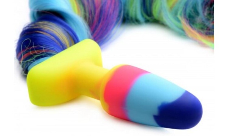 Rainbow Unicorn Anal Plug With Tail - Image 3