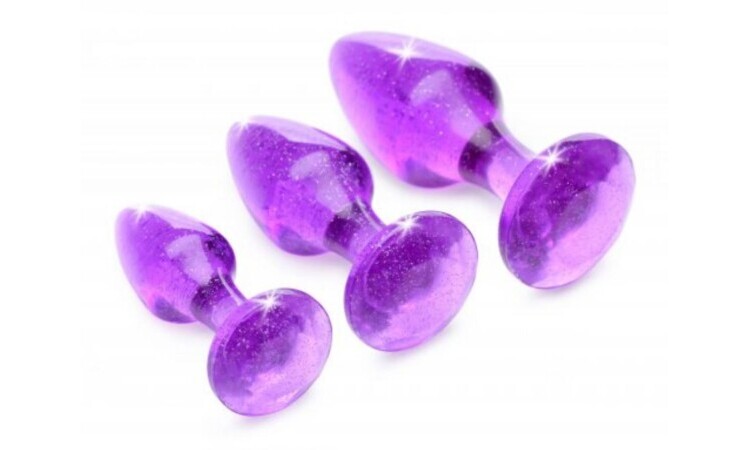 Shimmering Gem Anal Plug Set - Purple - Image 2