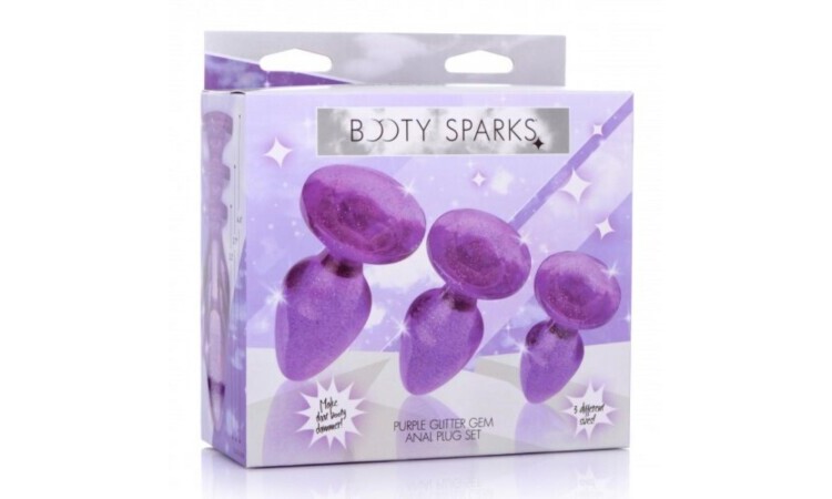 Shimmering Gem Anal Plug Set - Purple - Image 3