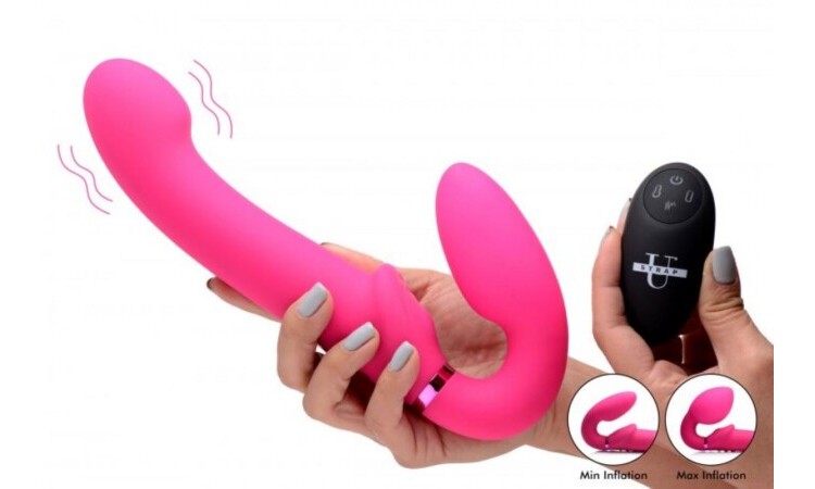G-Pulse Vibrating Strapless Dildo With Remote Control - Pink - Image 4