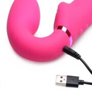 G-Pulse Vibrating Strapless Dildo With Remote Control - Pink - Image 5