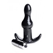 Bubbly Vibrating Anal Plug With Ribbing - Black - Image 2