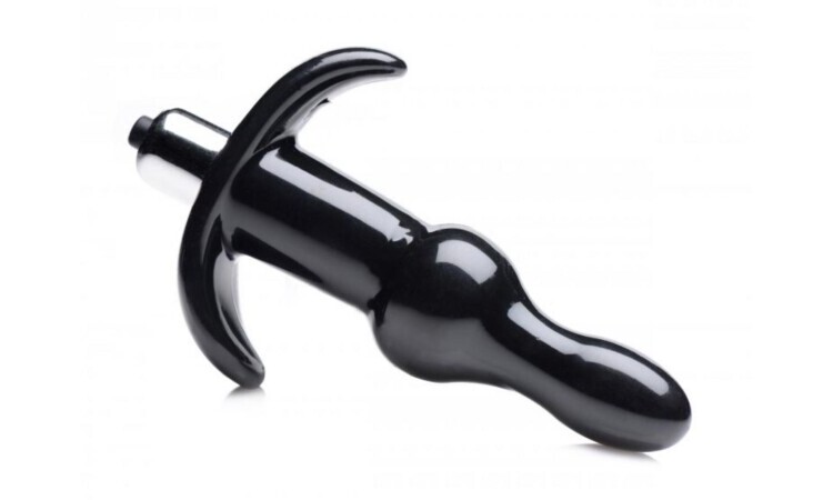 Bubbly Vibrating Anal Plug With Ribbing - Black - Image 1