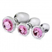 Pink Gem Glass Anal Plug Set - Image 1