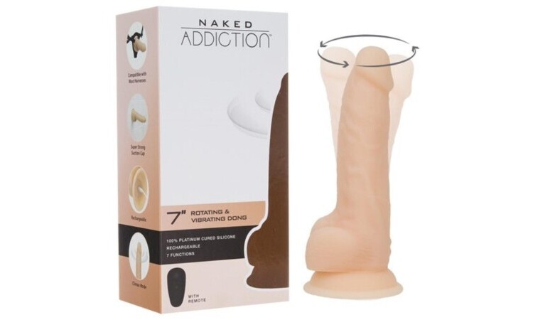 Naked Addiction - Realistic Rotating Dildo With Remote Control - 18 cm - Image 4