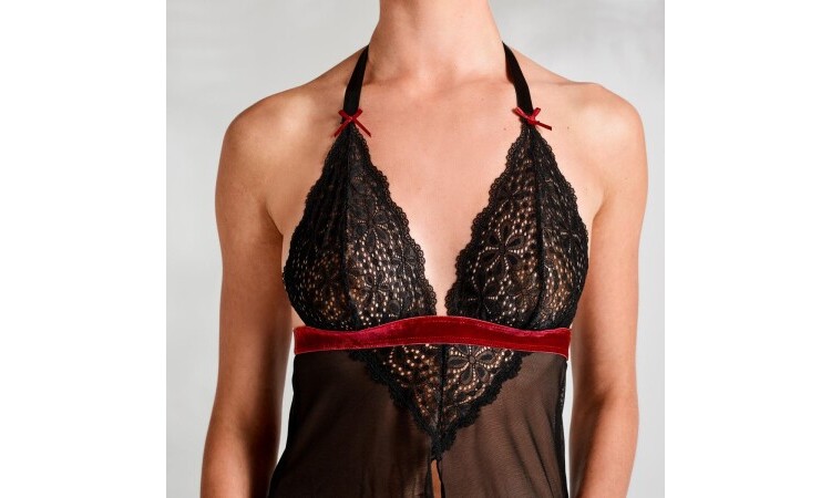 Rossita Babydoll With Sexy Thong - Black - Image 2