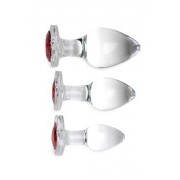 Red Heart Gem Glass Anal Plug Set - Image 2