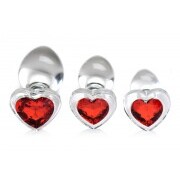 Red Heart Gem Glass Anal Plug Set - Image 3