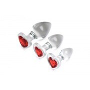 Red Heart Gem Glass Anal Plug Set - Image 1