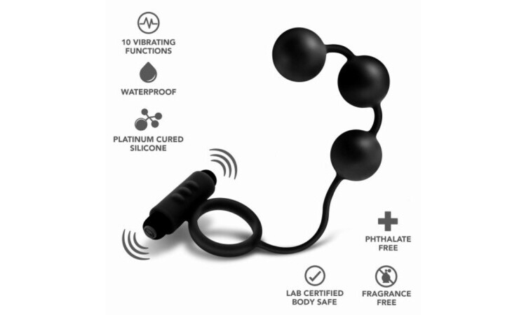 Anal Adventures Platinum - Anal Beads with Vibrating Cockring - Image 3