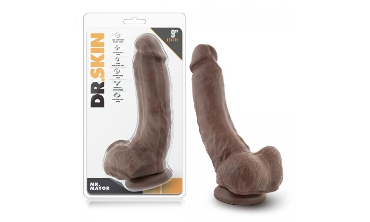 Dr. Skin - Mr. Mayor Dildo With Suction Cup 9'' - Chocolate - Image 5