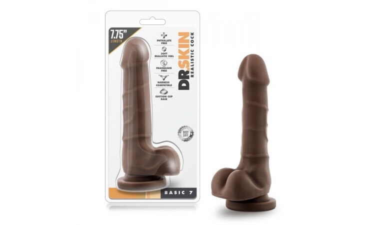 Dr. Skin - Realistic Dildo With Suction Cup 7.75'' - Chocolate - Image 6
