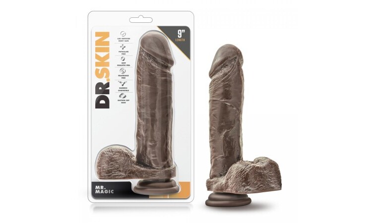 Dr. Skin - Mr. Magic - 9 inch Dildo with Suction Cup - Chocolate - Image 5
